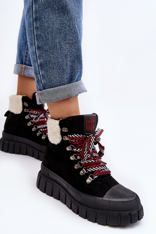 pašiltinti Aulinukai batai su masyviu padu juodos spalvos Ralotta