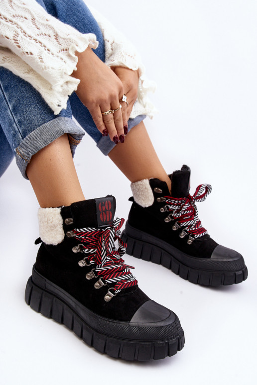 pašiltinti Aulinukai batai su masyviu padu juodos spalvos Ralotta