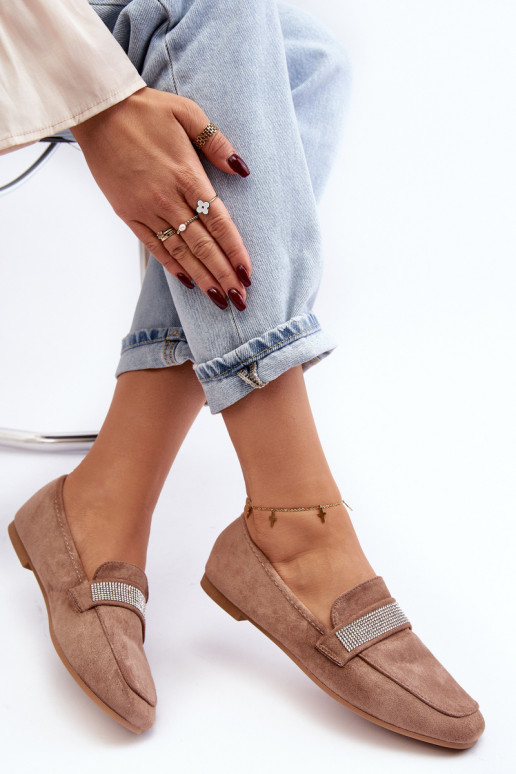 Mokasinai su tviskančiomis akutėmis rudos spalvos Ralrika