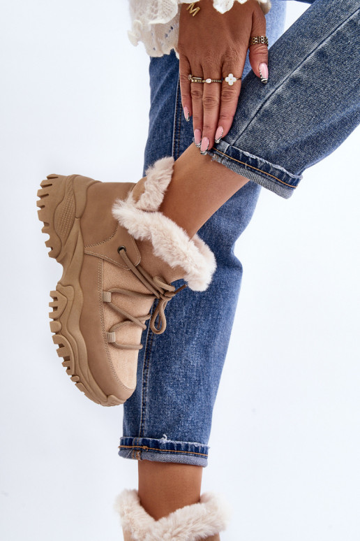 Moteriški aulinukai su kailiuku smėlio spalvos Cresandi