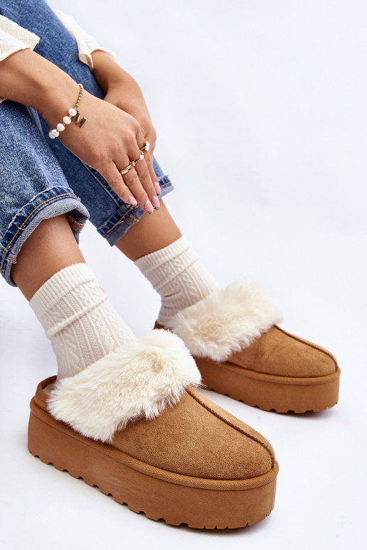 Šlepetės sniego batai su masyviu padu rudos spalvos Starlyn Šlepetės sniego batai su masyviu padu rudos spalvos Starlyn