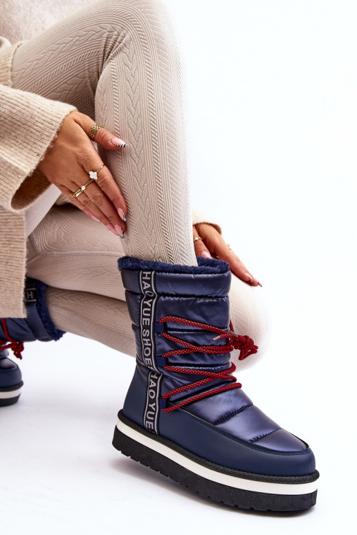 sniego batai su stilingomis detalėmis tamsiai mėlynos spalvos Lilara
