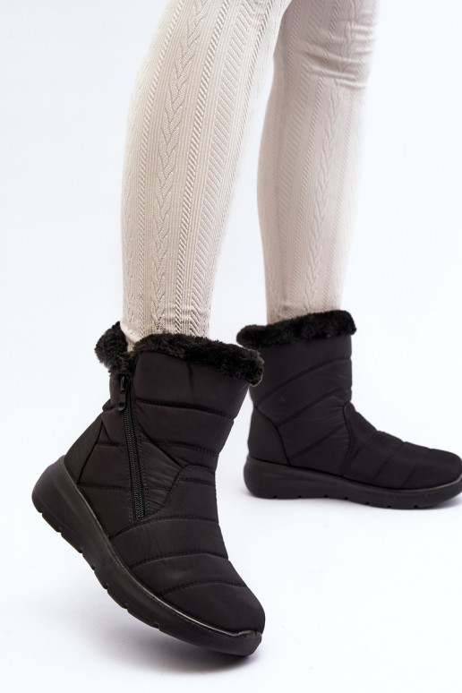 sniego batai su užtrauktukais su kailiuku juodos spalvos Zeuna