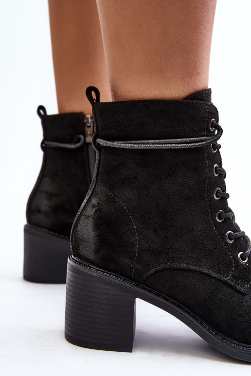 Aulinukai žemu kulniuku su raišteliais juodos spalvos Serellia