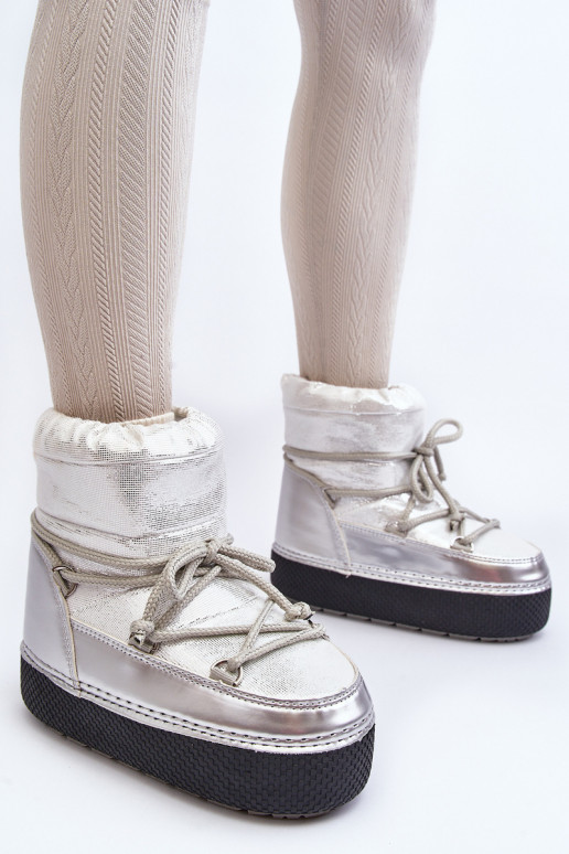 sniego batai su stilingomis detalėmis sidabro spalvos Toolsa