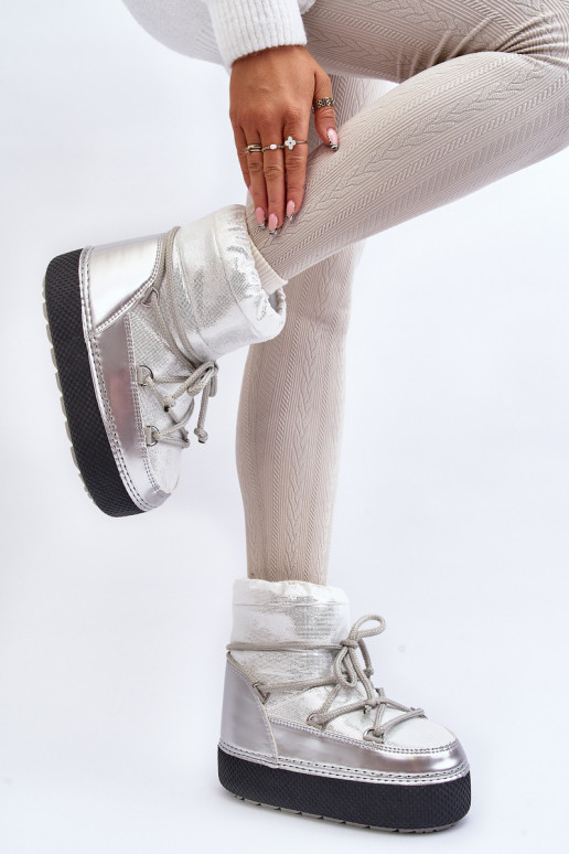 sniego batai su stilingomis detalėmis sidabro spalvos Toolsa
