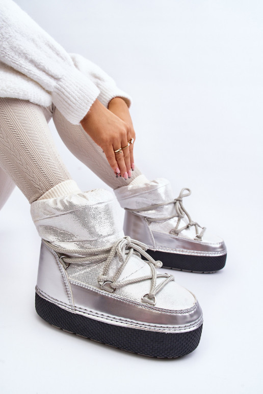 sniego batai su stilingomis detalėmis sidabro spalvos Toolsa