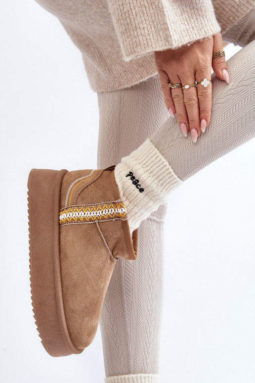 sniego batai su platforma su raštais rudos spalvos Udra