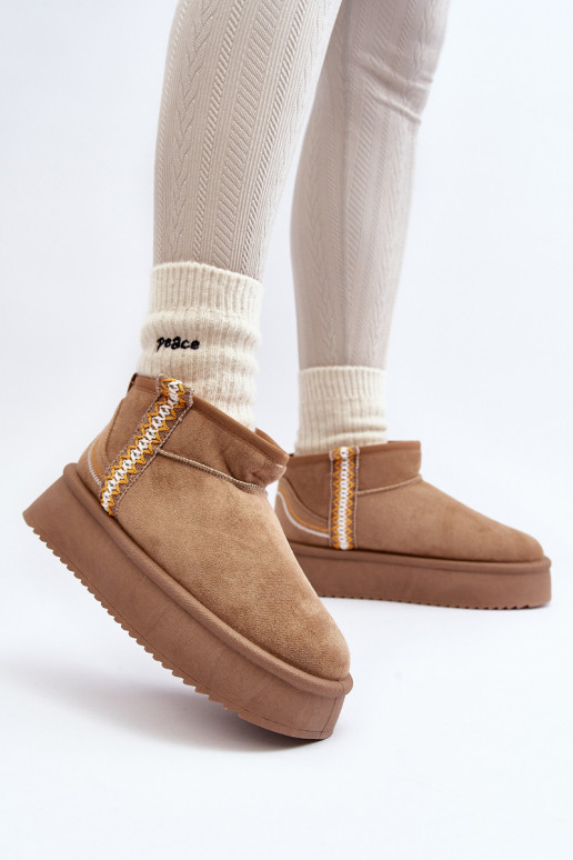 sniego batai su platforma su raštais rudos spalvos Udra