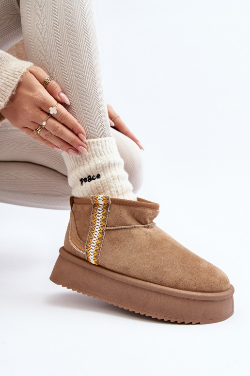 sniego batai su platforma su raštais rudos spalvos Udra