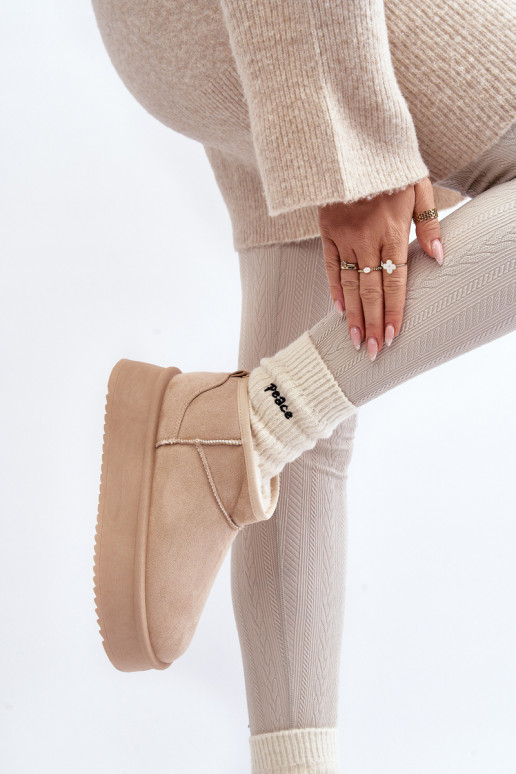 sniego batai su masyviu padu smėlio spalvos Caliksa sniego batai su masyviu padu smėlio spalvos Caliksa