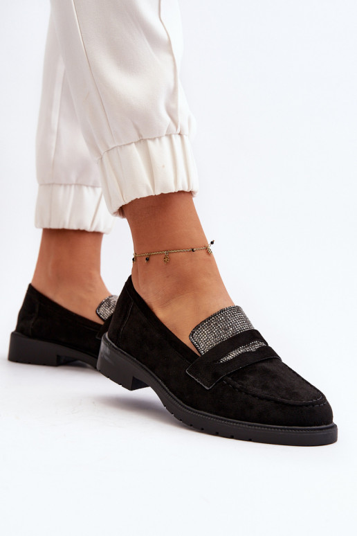 Dekoruotos Mokasinai juodos spalvos Dananei