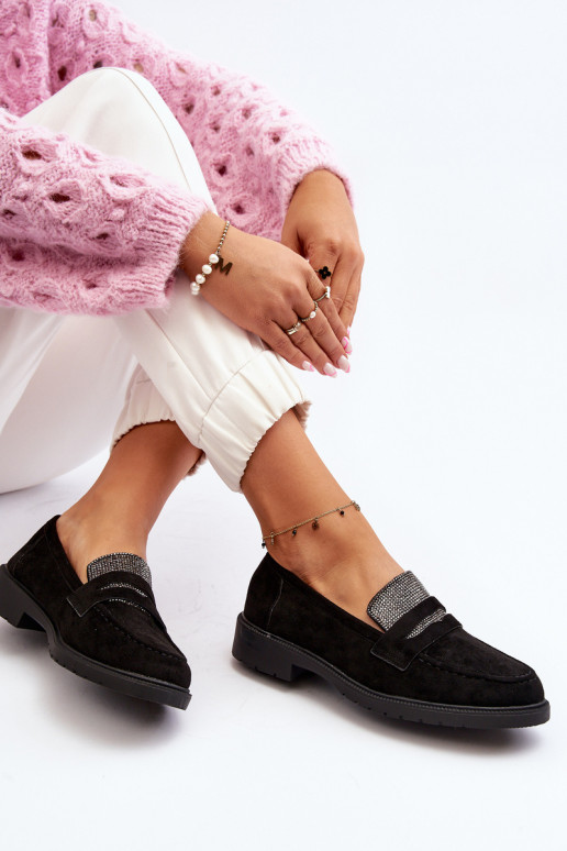 Dekoruotos Mokasinai juodos spalvos Dananei