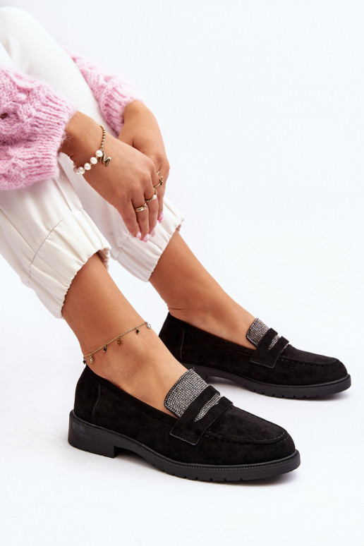 Dekoruotos Mokasinai juodos spalvos Dananei