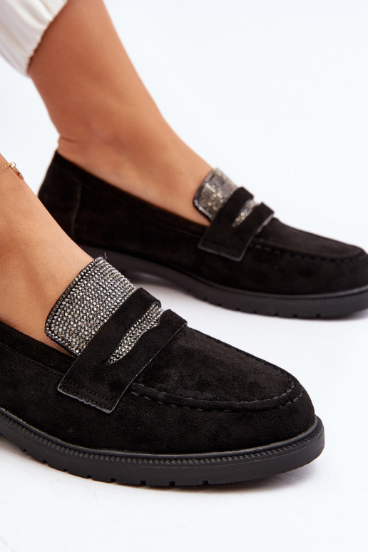 Dekoruotos Mokasinai juodos spalvos Dananei