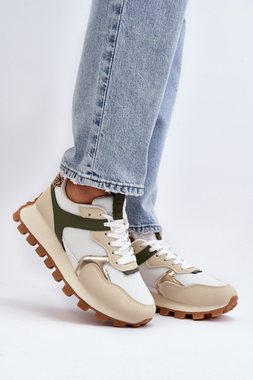 Sneakers modelio batai sportiniai bateliai smėlio spalvos-žalios spalvos Ralita Sneakers modelio batai sportiniai bateliai smėlio spalvos-žalios spalvos Ralita