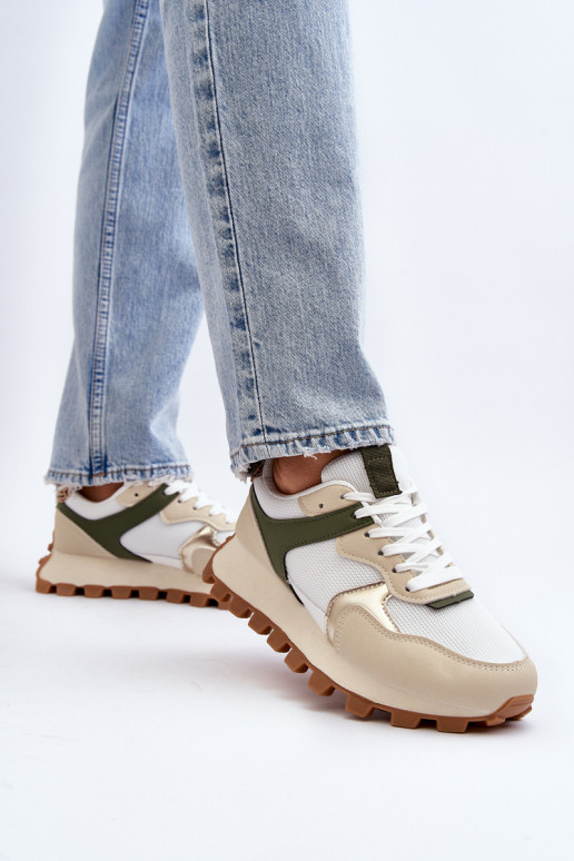 Sneakers modelio batai sportiniai bateliai smėlio spalvos-žalios spalvos Ralita Sneakers modelio batai sportiniai bateliai smėlio spalvos-žalios spalvos Ralita