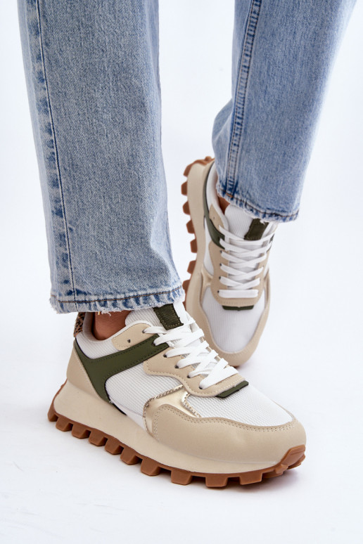 Sneakers modelio batai sportiniai bateliai smėlio spalvos-žalios spalvos Ralita Sneakers modelio batai sportiniai bateliai smėlio spalvos-žalios spalvos Ralita