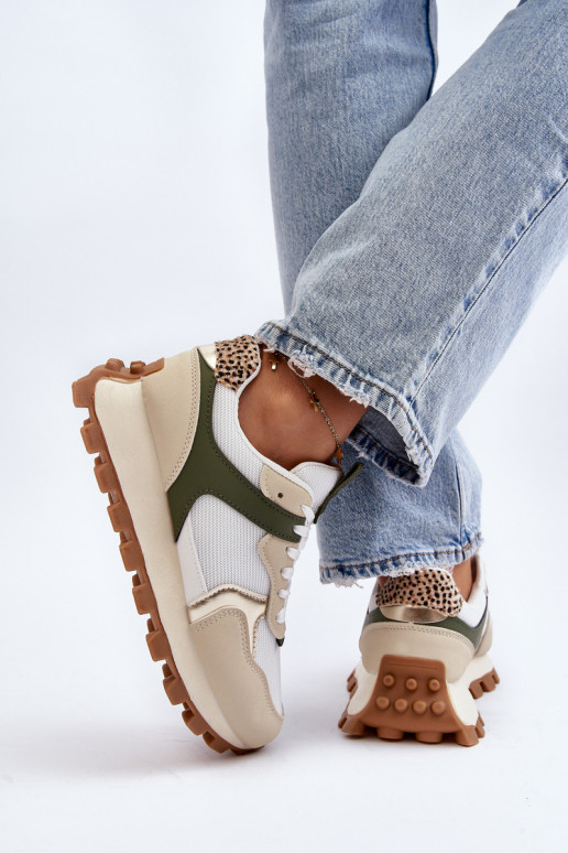 Sneakers modelio batai sportiniai bateliai smėlio spalvos-žalios spalvos Ralita Sneakers modelio batai sportiniai bateliai smėlio spalvos-žalios spalvos Ralita