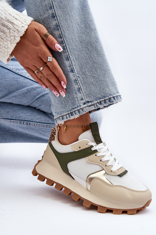 Sneakers modelio batai sportiniai bateliai smėlio spalvos-žalios spalvos Ralita Sneakers modelio batai sportiniai bateliai smėlio spalvos-žalios spalvos Ralita