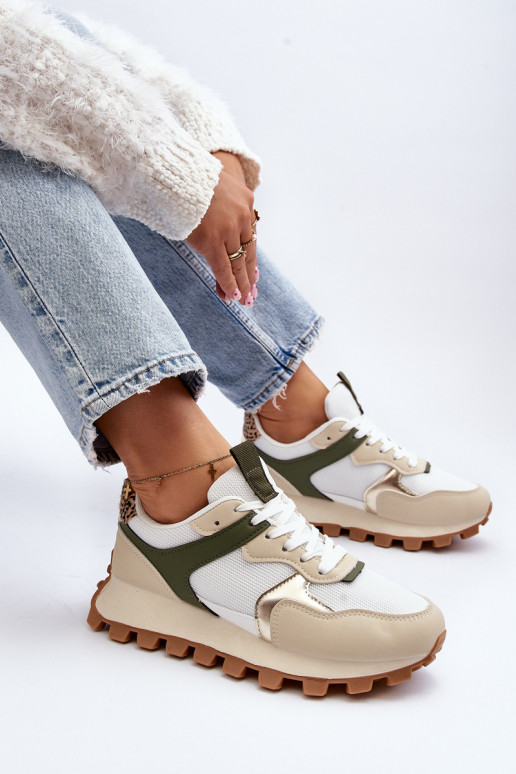 Sneakers modelio batai sportiniai bateliai smėlio spalvos-žalios spalvos Ralita Sneakers modelio batai sportiniai bateliai smėlio spalvos-žalios spalvos Ralita