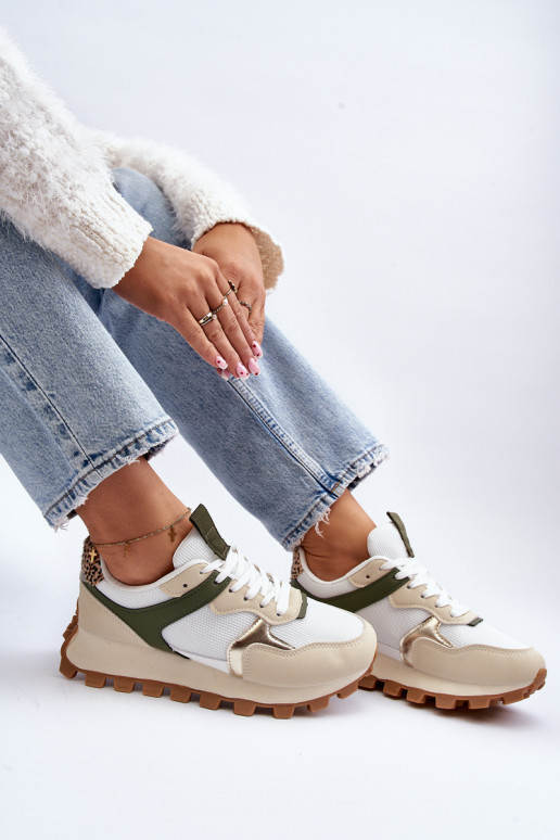 Sneakers modelio batai sportiniai bateliai smėlio spalvos-žalios spalvos Ralita Sneakers modelio batai sportiniai bateliai smėlio spalvos-žalios spalvos Ralita