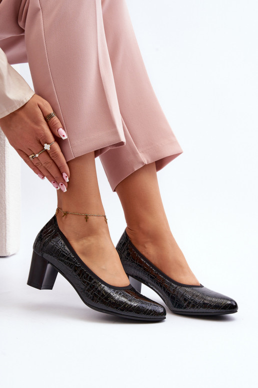 su lako efektu Bateliai su įspaudu juodos spalvos Cynania su lako efektu Bateliai su įspaudu juodos spalvos Cynania