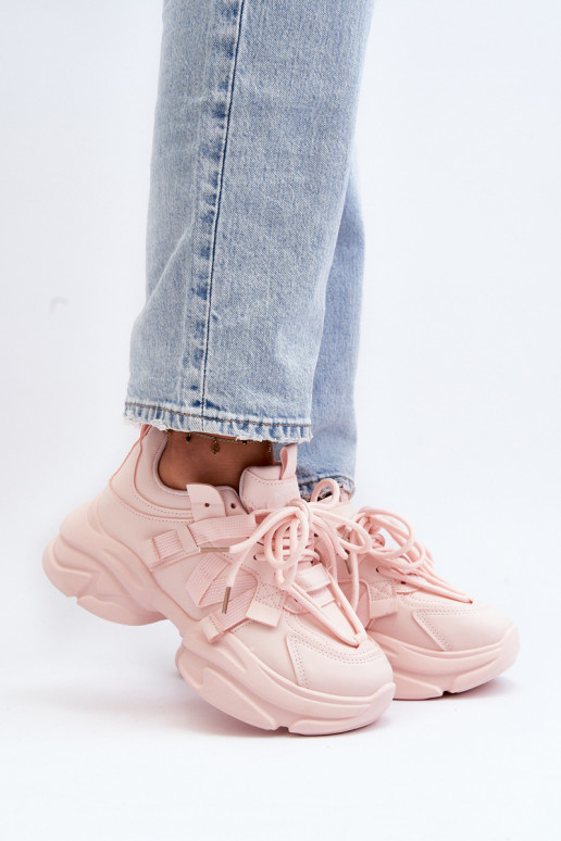 Sneakers modelio batai su madingais masyviais padais rožinės spalvos Windamella Sneakers modelio batai su madingais masyviais padais rožinės spalvos Windamella