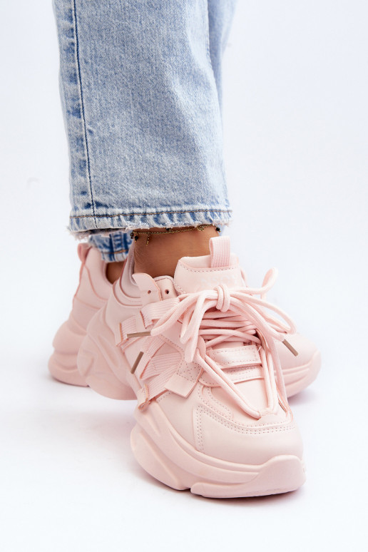 Sneakers modelio batai su madingais masyviais padais rožinės spalvos Windamella Sneakers modelio batai su madingais masyviais padais rožinės spalvos Windamella