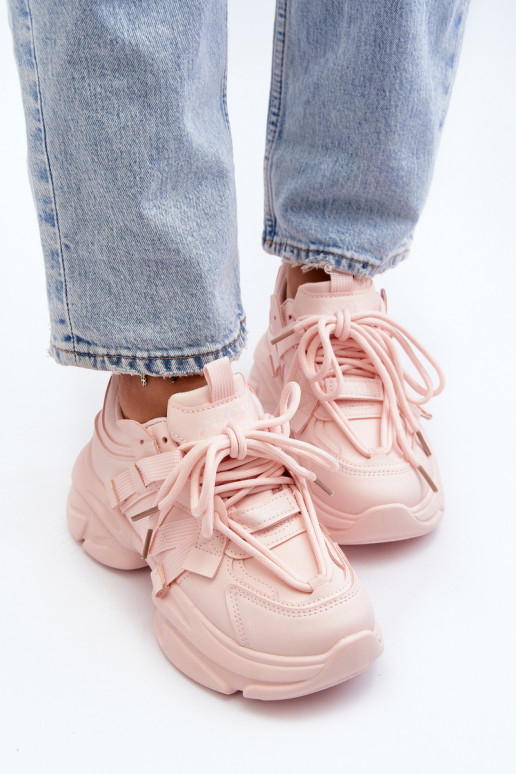 Sneakers modelio batai su madingais masyviais padais rožinės spalvos Windamella Sneakers modelio batai su madingais masyviais padais rožinės spalvos Windamella