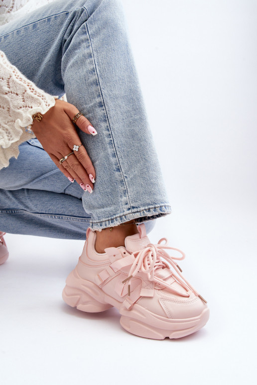 Sneakers modelio batai su madingais masyviais padais rožinės spalvos Windamella Sneakers modelio batai su madingais masyviais padais rožinės spalvos Windamella