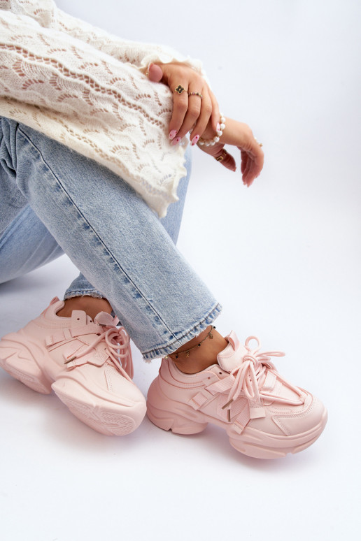 Sneakers modelio batai su madingais masyviais padais rožinės spalvos Windamella Sneakers modelio batai su madingais masyviais padais rožinės spalvos Windamella