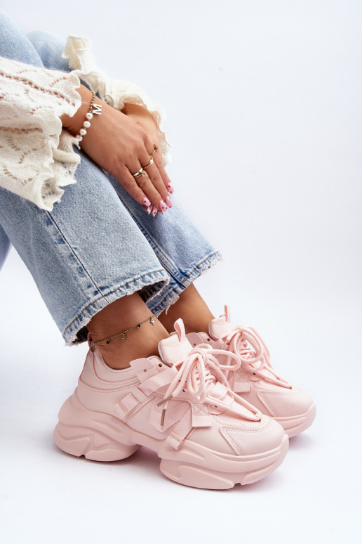 Sneakers modelio batai su madingais masyviais padais rožinės spalvos Windamella Sneakers modelio batai su madingais masyviais padais rožinės spalvos Windamella