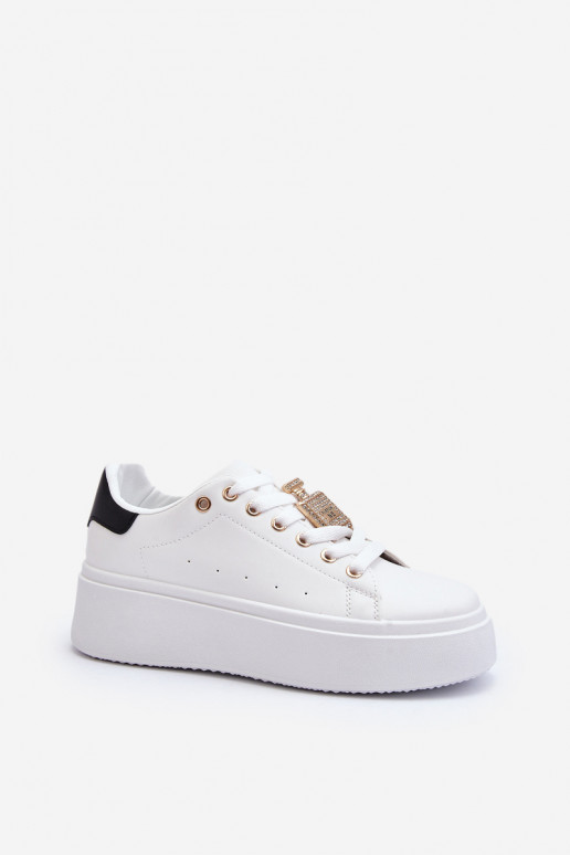 Sneakers modelio batai su ornamentais baltos spalvos Celedria Sneakers modelio batai su ornamentais baltos spalvos Celedria