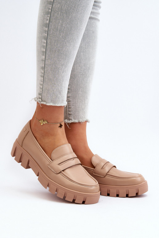 Mokasinai iš eko odos smėlio spalvos Seravisa