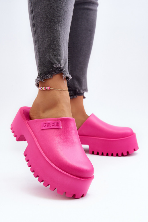 Šlepetės su madingais masyviais padais Big Star NN274019 rožinės spalvos