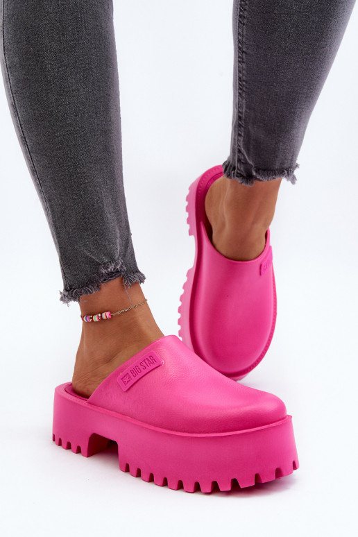 Šlepetės su madingais masyviais padais Big Star NN274019 rožinės spalvos