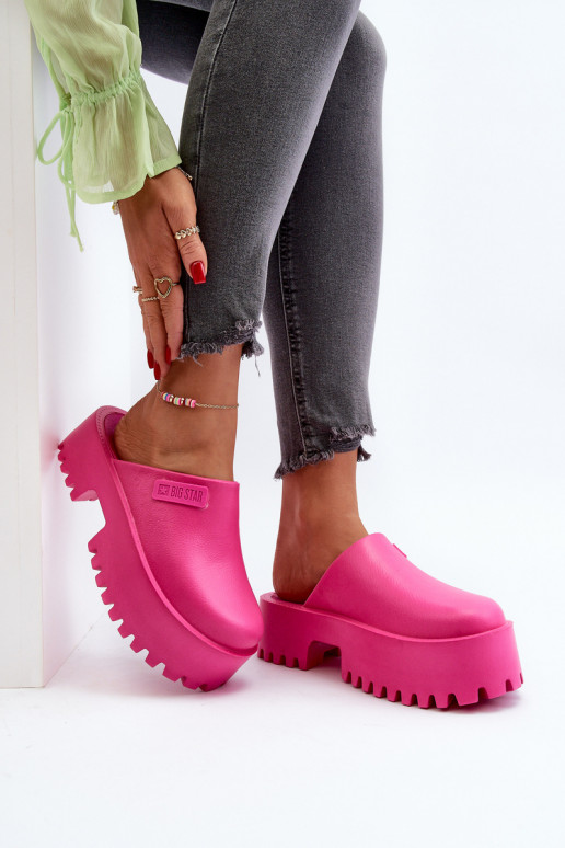 Šlepetės su madingais masyviais padais Big Star NN274019 rožinės spalvos