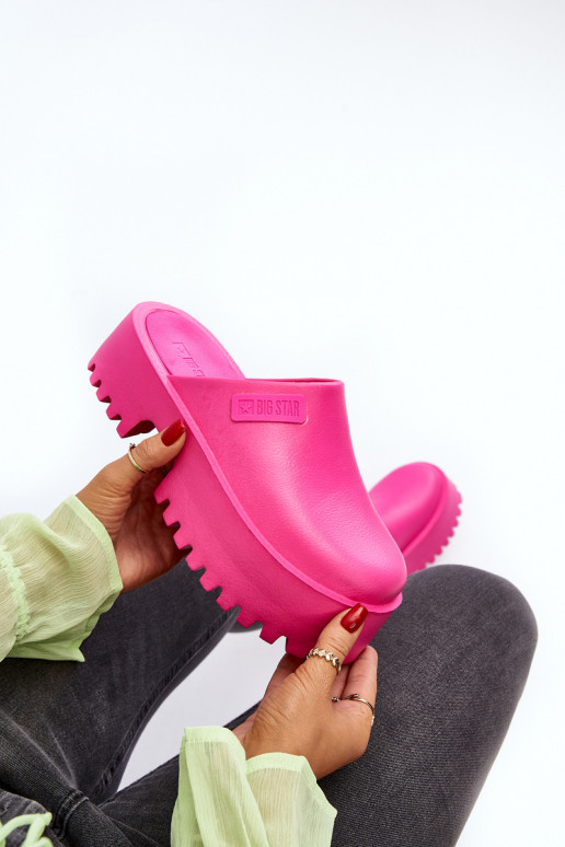 Šlepetės su madingais masyviais padais Big Star NN274019 rožinės spalvos
