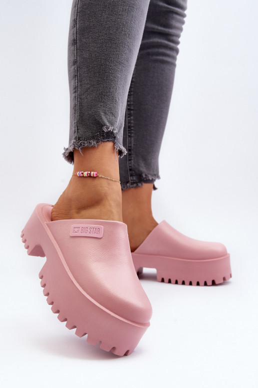 Šlepetės su madingais masyviais padais Big Star NN274020 rožinės spalvos