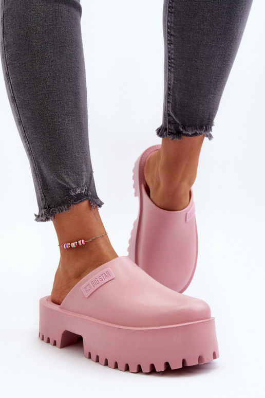 Šlepetės su madingais masyviais padais Big Star NN274020 rožinės spalvos