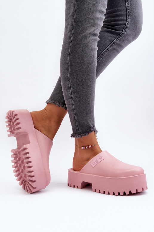 Šlepetės su madingais masyviais padais Big Star NN274020 rožinės spalvos