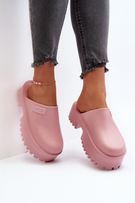 Šlepetės su madingais masyviais padais Big Star NN274020 rožinės spalvos