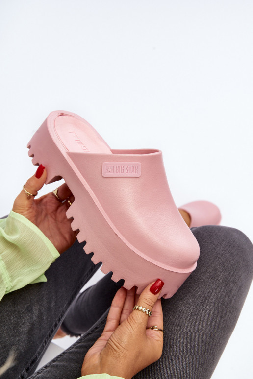 Šlepetės su madingais masyviais padais Big Star NN274020 rožinės spalvos