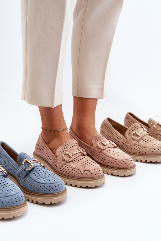 moteriški mokasinai su aužūro elementais su ornamentais rudos spalvos Talesse