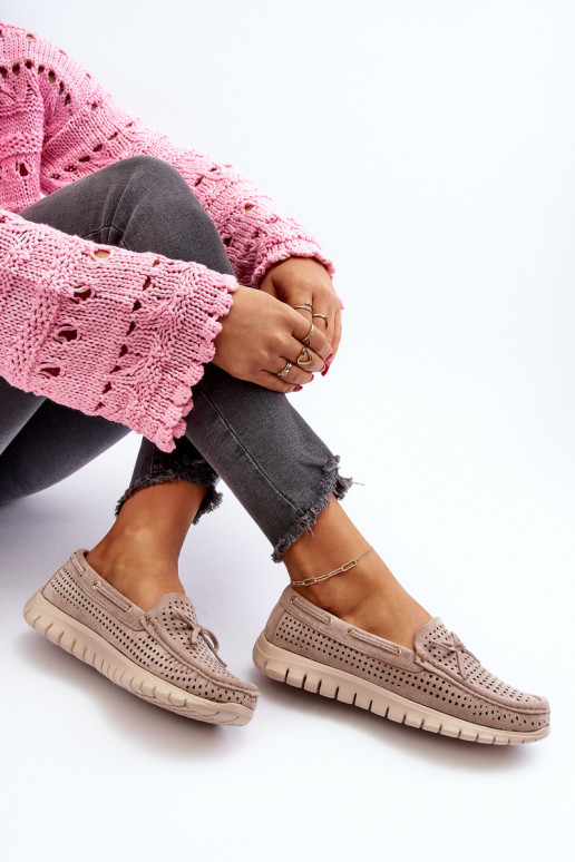 moteriški mokasinai su kaspinais smėlio spalvos Reece