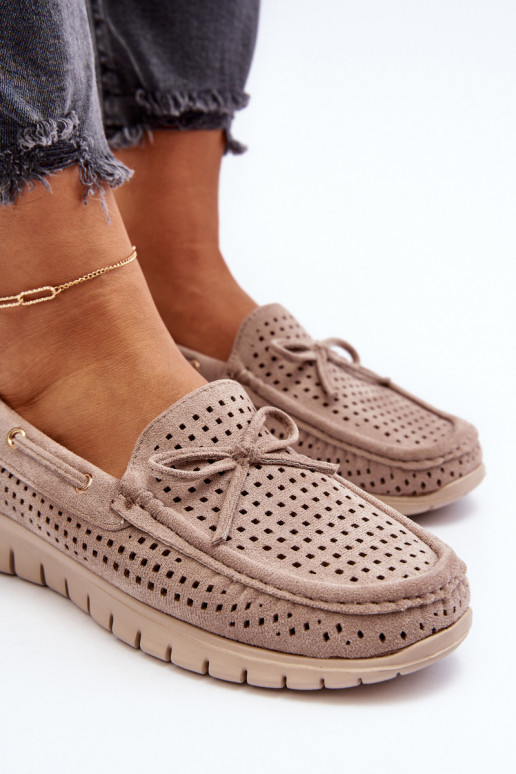 moteriški mokasinai su kaspinais smėlio spalvos Reece