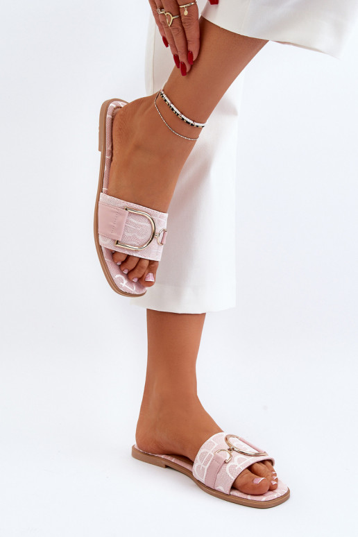 su blizgesiu Moteriškos šlepetės su ornamentais rožinės spalvos Taleci