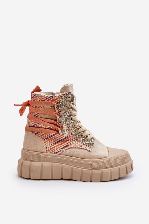 Laisvalaikio bateliai su platforma smėlio spalvos Kernia