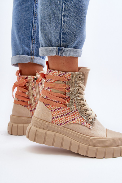 Laisvalaikio bateliai su platforma smėlio spalvos Kernia